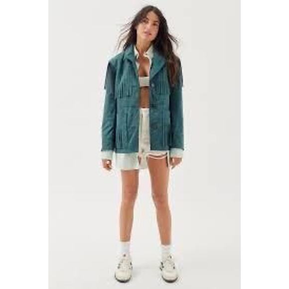 Urban Outfitters XS $149 Willie Faux Suede Fringe Jacket - Picture 2 of 5